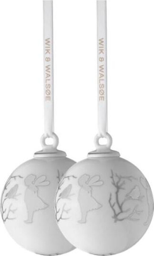 - Alv julekuleliten 2 stk hvit/grå