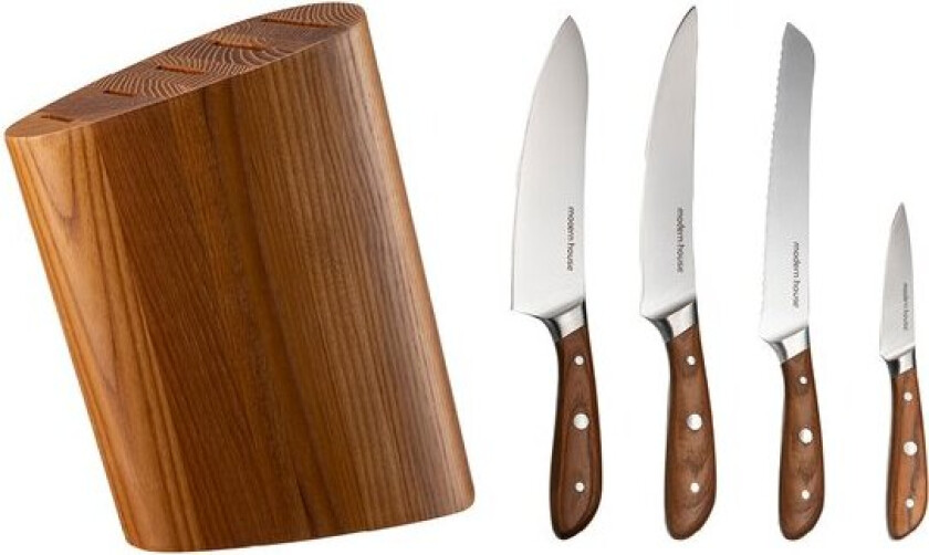 - Nord knivsett 4 kniver med knivblokk ask