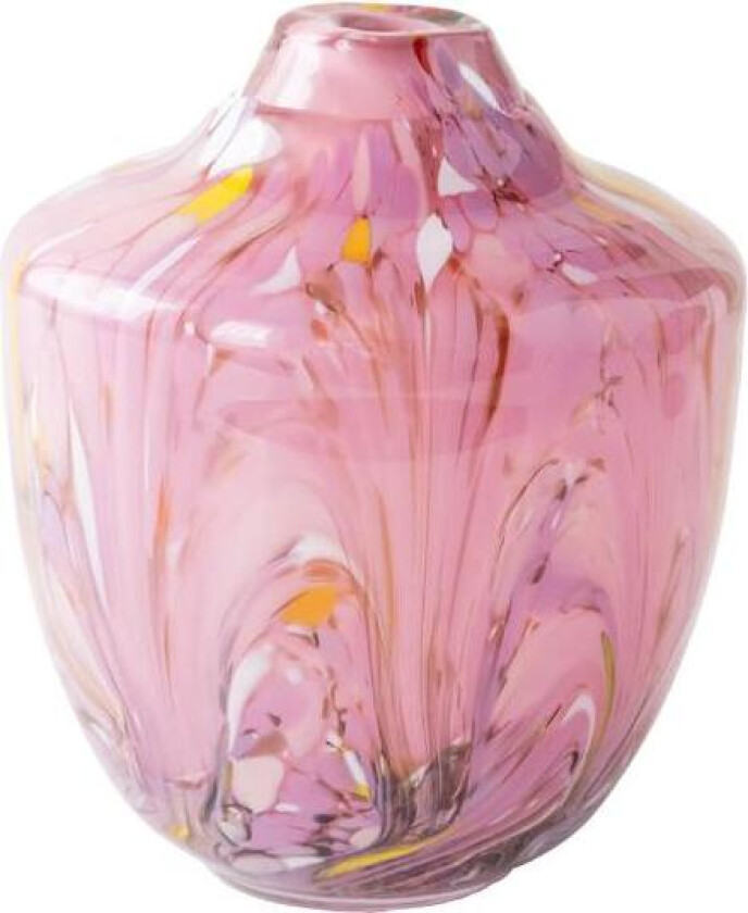- Unik skulptur kunstglass L 17 cm rosa multi