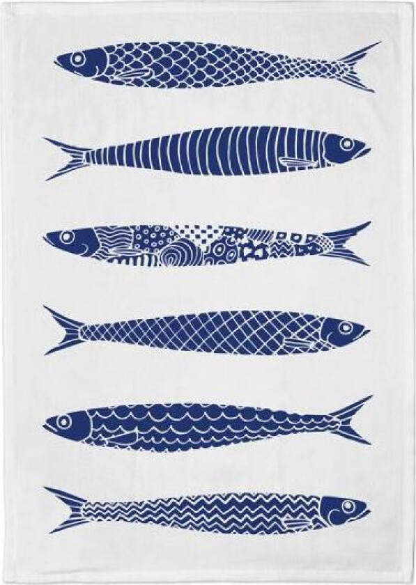 - Fiskelycka kjøkkenhåndkle 50x70 cm hvit/blå