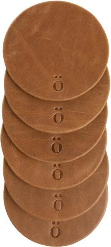 Bilde av - Coaster skinn 10 cm 6 stk brun