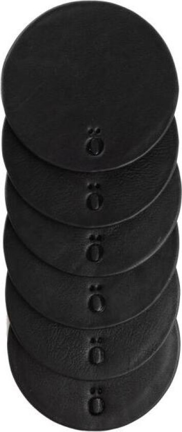 Bilde av - Coaster skinn 10 cm 6 stk svart