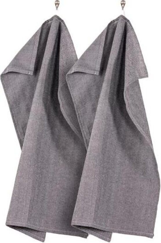 - Home kjøkkenhåndkle 2 stk grå/hvit