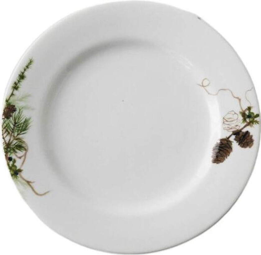 - Nostalgi tallerken 22 cm hvit/grønn