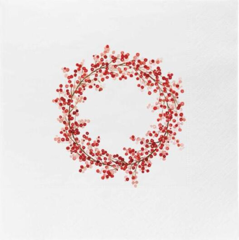 Bilde av - Juleserviett julekrans 33x33 cm rød