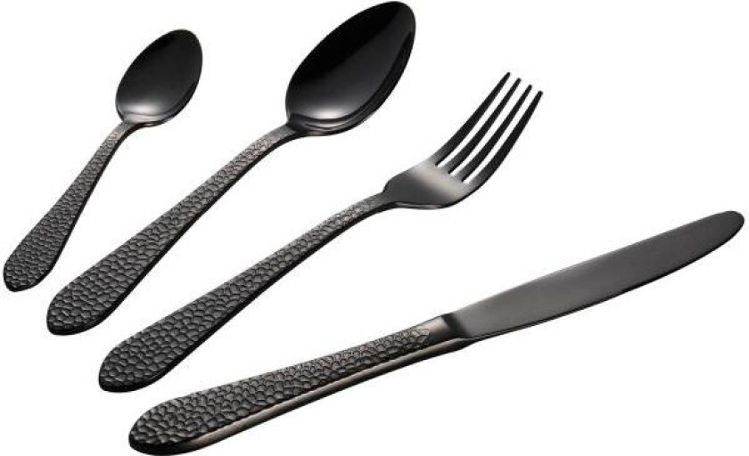 - Craft bestikksett 16 deler hamret svart