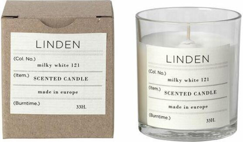 - Linden duftlys 7,4 cm hvit