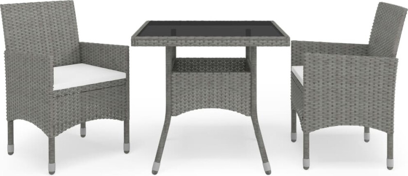 Hagespisegruppe 3 deler grå polyrotting og glass