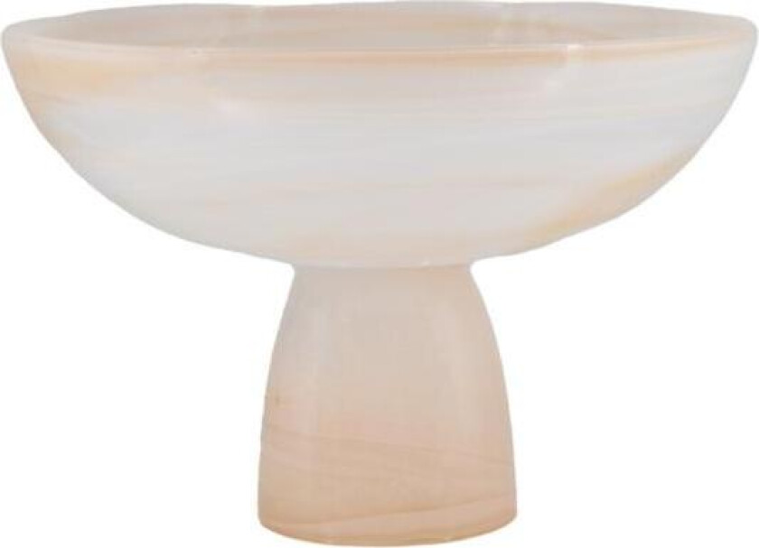 - Mamor serveringsskål på fot 21x14 cm beige