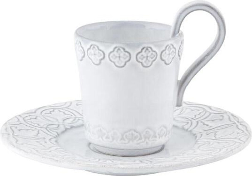 - Rua Nova kaffekopp med fat 15 cl antikkhvit