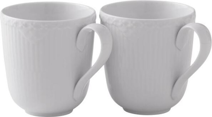 - Hvit Riflet Halvblonde krus 28 cl 2 stk