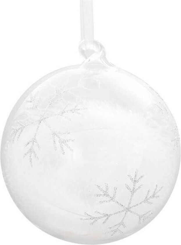 - Julekule med snø stjerne sølv 12 cm