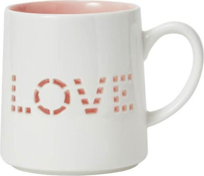 - Flora kopp love 40 cl hvit/rosa