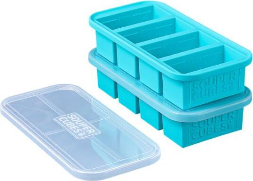 - Matoppbevaring og lokk silikon 1-cup 4x250ml 2 stk blå