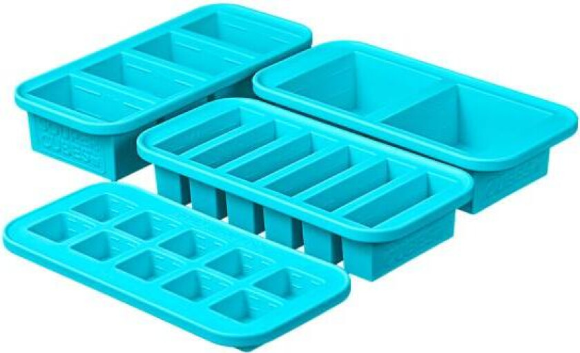 - Matoppbevaring og lokk i silikon sett 4 stk blå