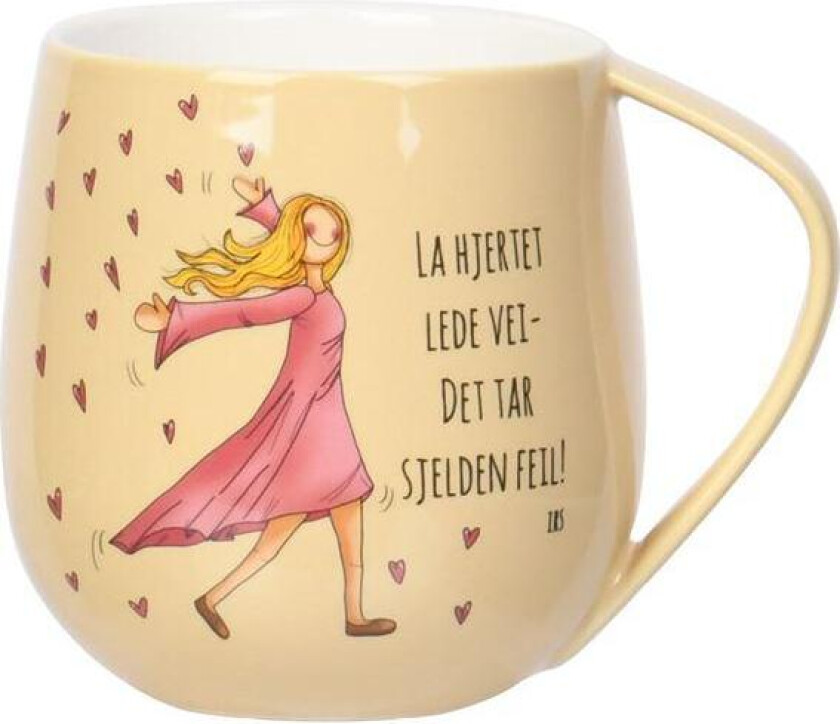 - Hjertet krus 40 cl vintage gul/multi