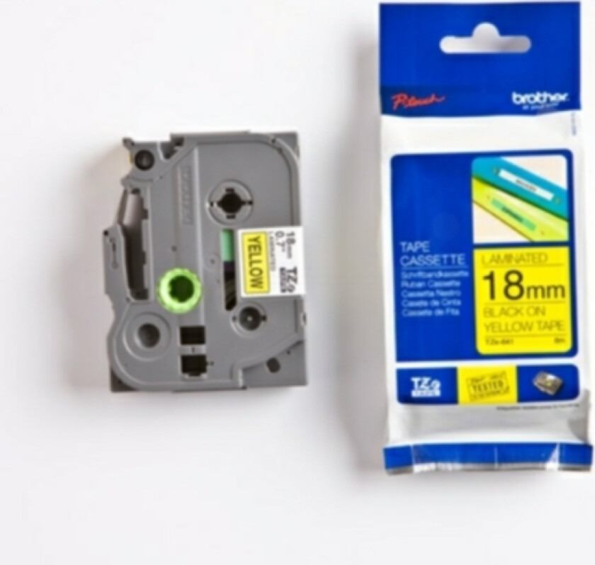 Tape 18mm Tze-641 Svart/gul