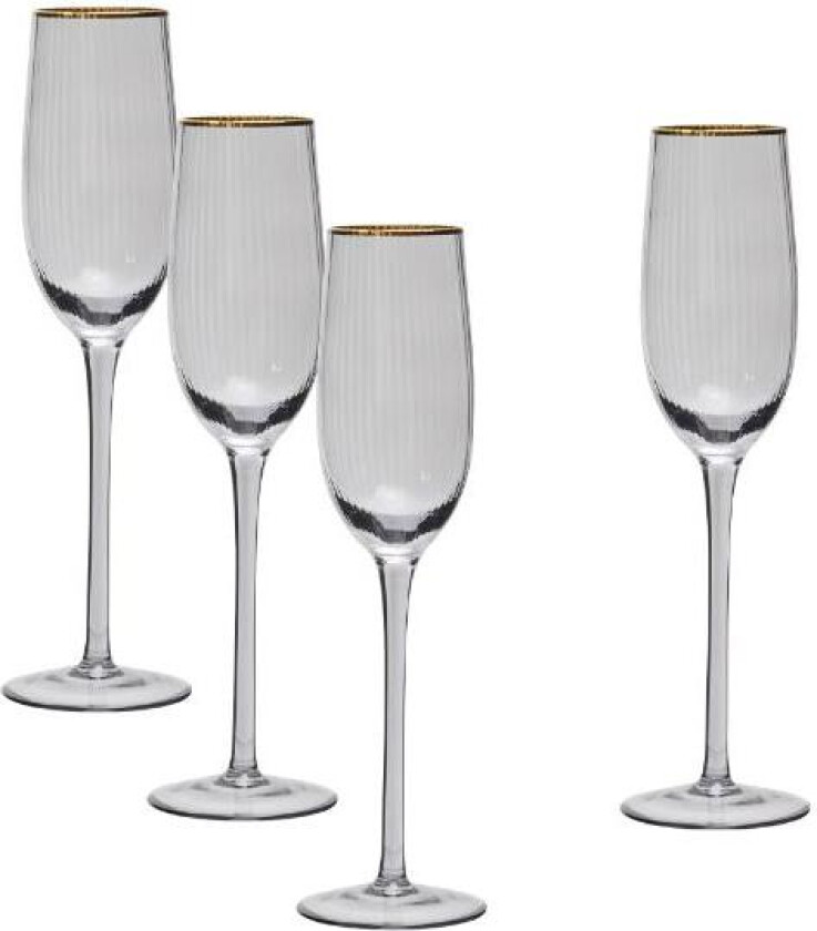 - Soft Grey champagneglass 22 cl 4 stk