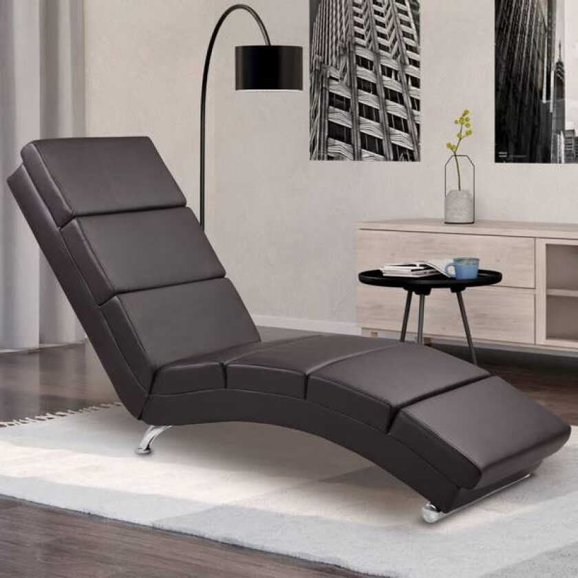 Sjeselong London imitertskinn - mørkebrun