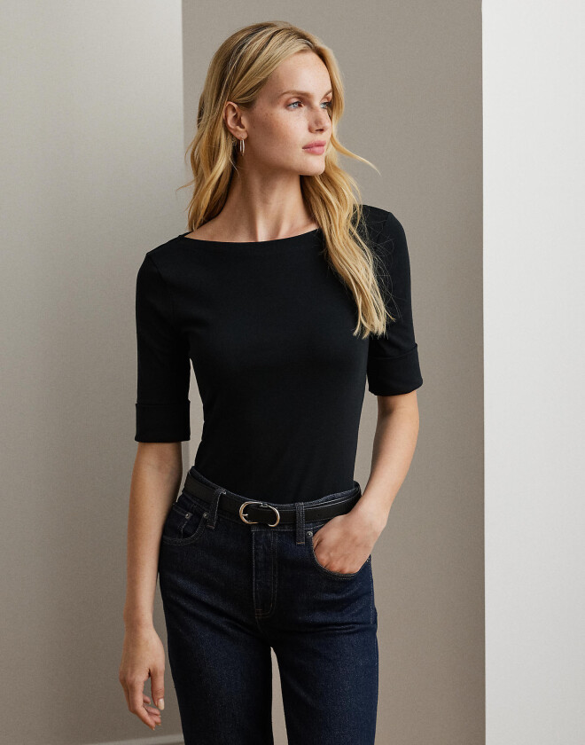 Cotton Boatneck Top Str XL - Kortermede T-skjorter