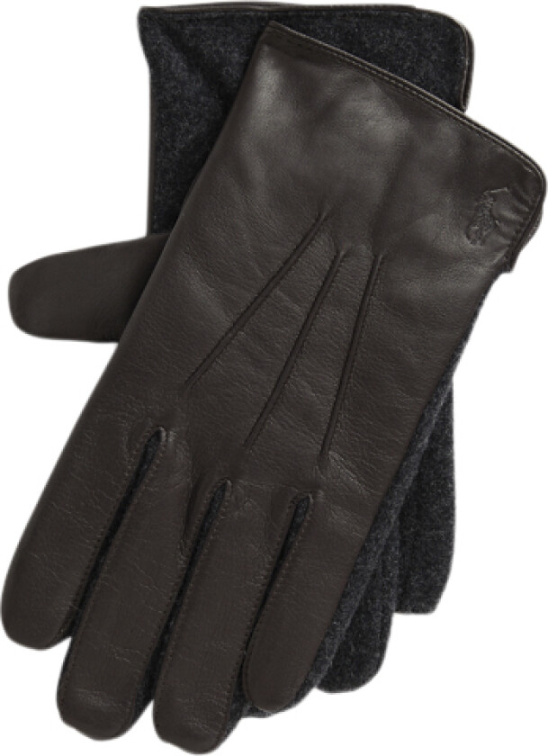 Leather-Hybrid Glove-Glv - DARK BROWN - M