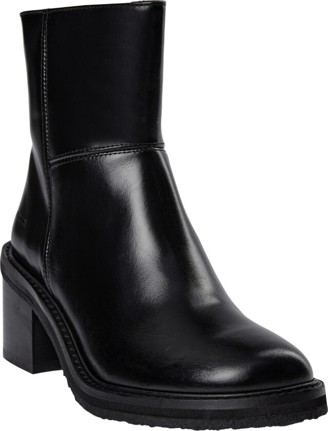 Læderstøvlet med Grafisk hæl Kvinde Boots&Støvler Str 38