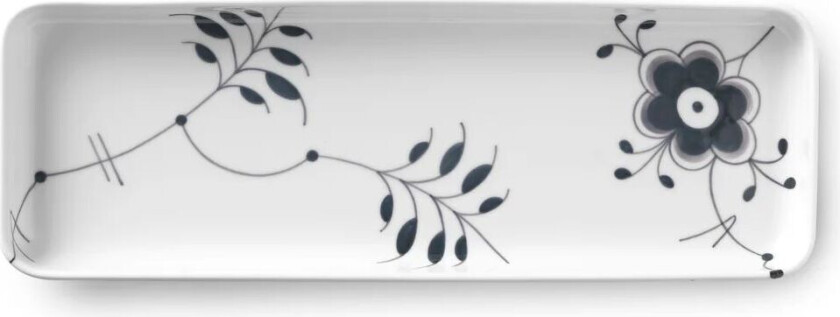 Black Fluted Mega rektangulært fat 36 cm