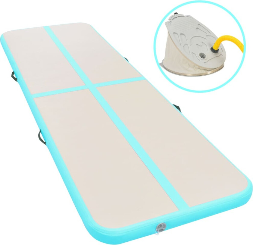 Bilde av Oppblåsbar gymnastikkmatte med pumpe 300x100x10 cm PVC grønn
