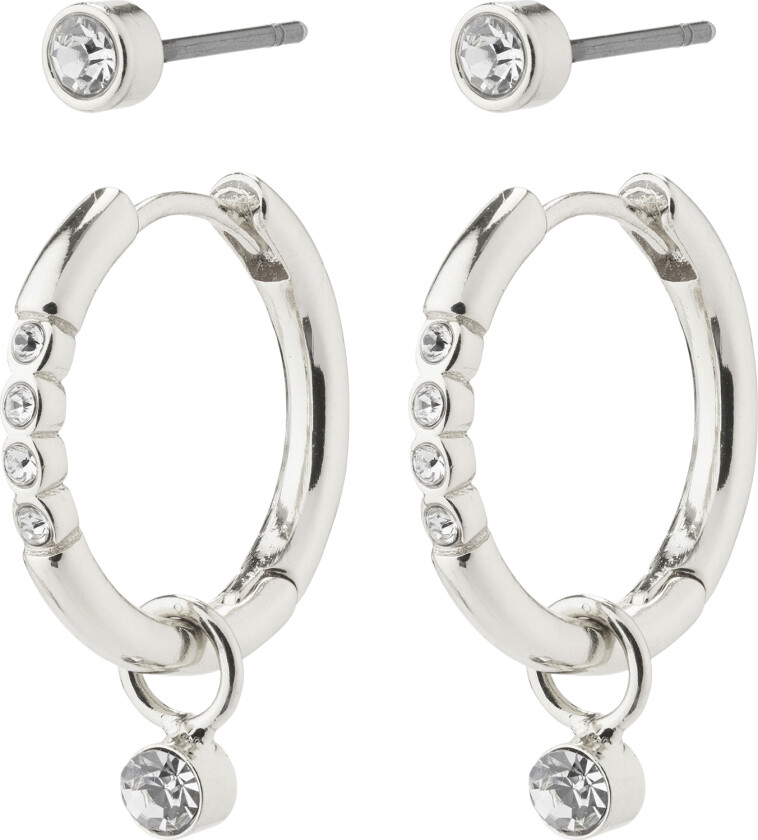 Elna Recycled Crystal Earrings 2in-1 set Silver-plated - Kreoler