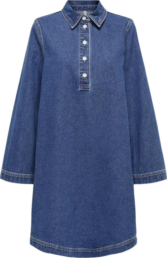 Onlfreya L/S Bell Dress DNM GUA Str S - Korte Kjoler Bomull