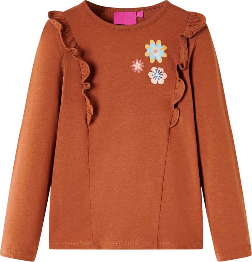 T-skjorte for barn med lange ermer konjakk 104