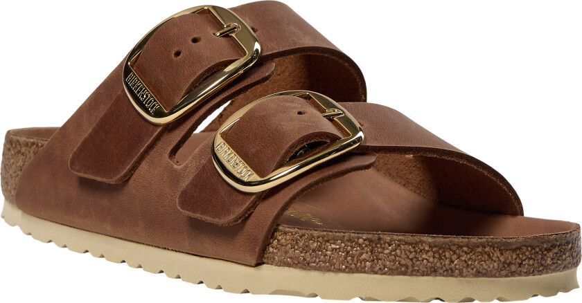 Arizona Big Buckle Leoi Cognac HEX Kvinde Flate Sandaler Str 41