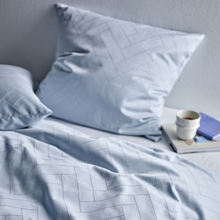 Sengesett 140x220 Tiles Linen Blue Str L:220cm B:140cm H:0.1cm - Sengetøy