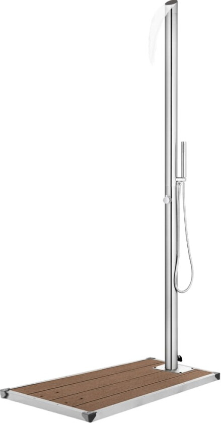 Hagedusj med brunt dusjbrett 225 cm rustfritt stål