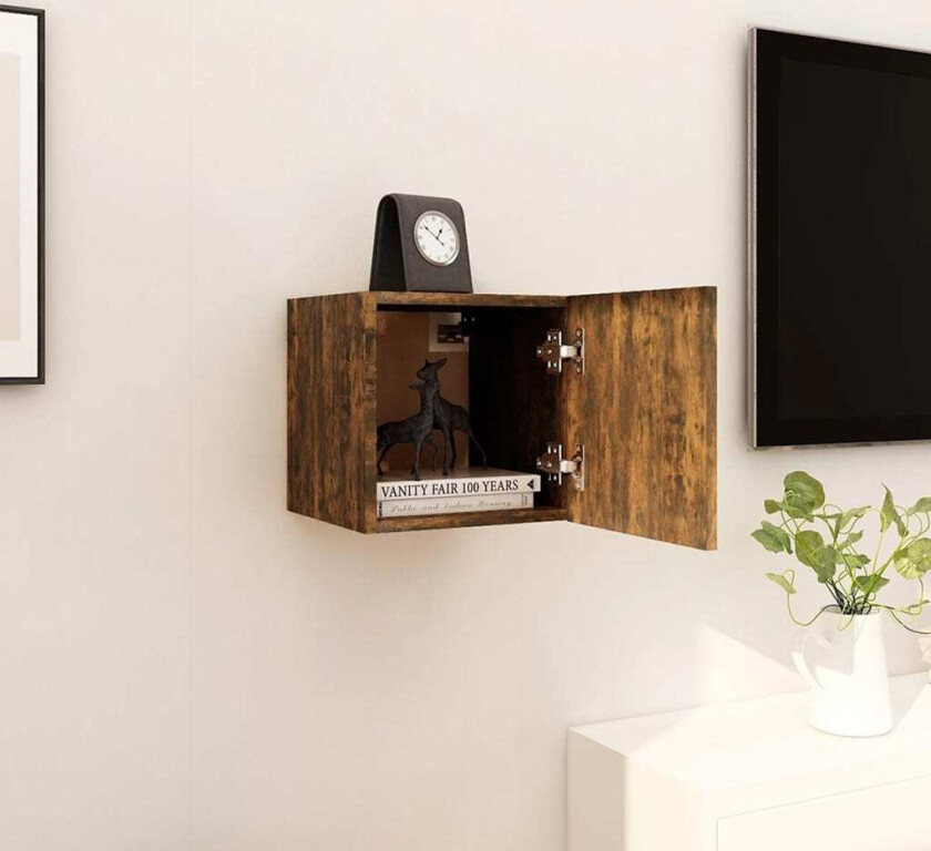 Vegghengt TV-benk røkt eik 30,5x30x30 cm