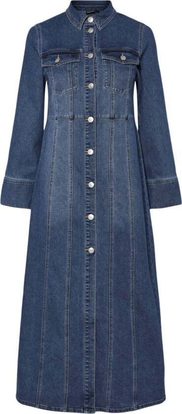 Pcfemma LS Long Denim Dress D2D FSY Str M - Maxi Kjoler