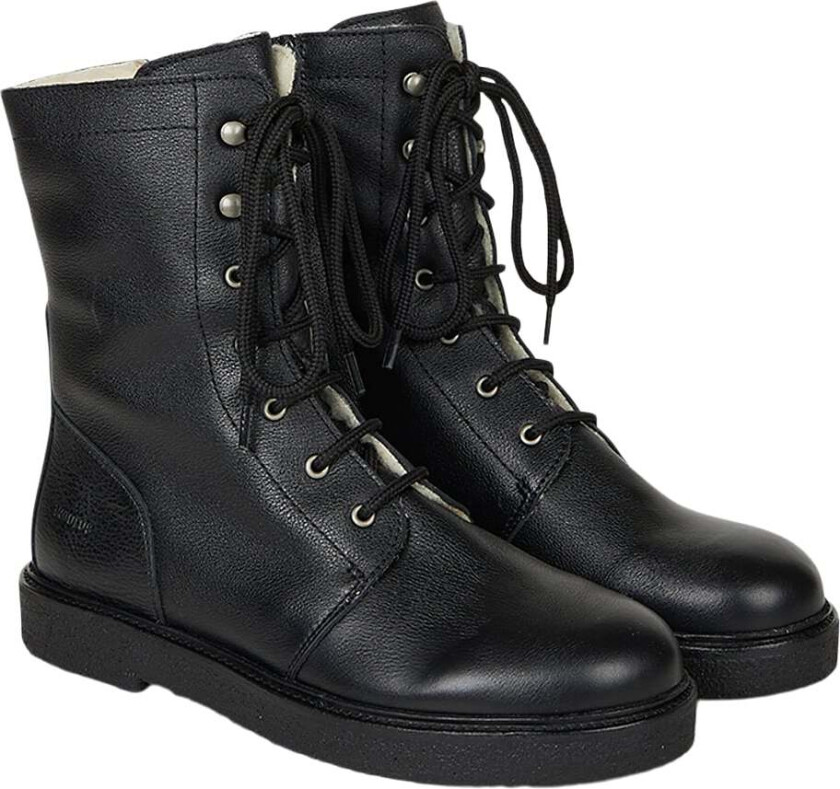 Snørestøvle med Uldfoer, Lynlås wid Kvinde Snørestøvler Str 36 - Lær