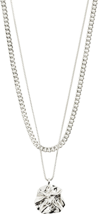 Willpower Curb&Coin Necklace, 2in-1 set, Silver-plated - Halskjeder Med Anheng