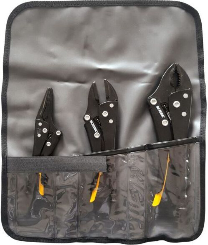 100730 Låsetangsett 3 deler, i plastetui