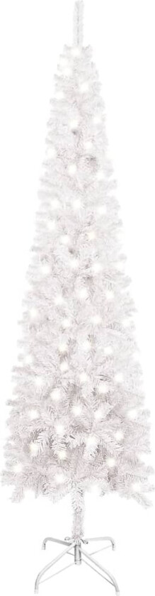 Forhåndsbelyst slankt juletre hvit 180 cm