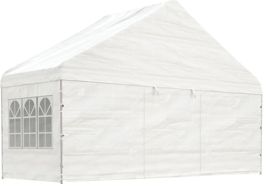 Paviljong med tak hvit 5,88x2,23x3,75 m polyetylen