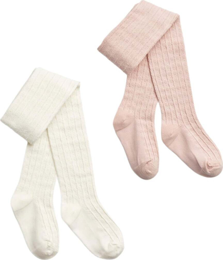 2 par Izzy Pointelle Strømpebukser Str 6-9 mdr / 74 cm - Strømpebukser Bomull