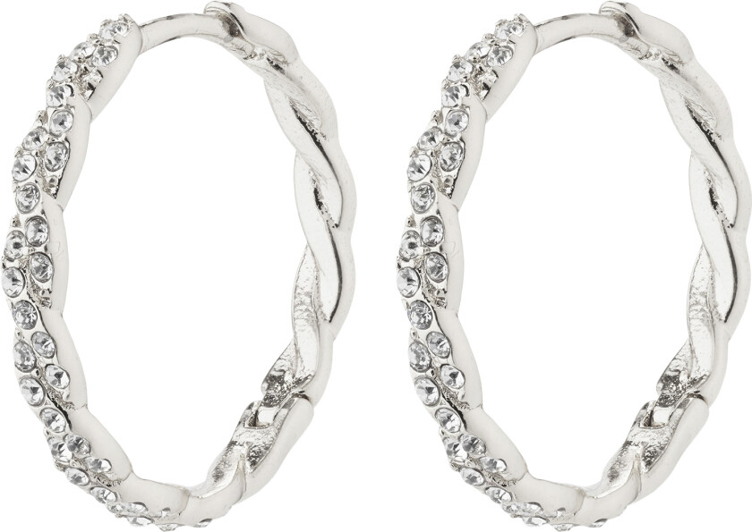 EZO Twirled Crystal Hoops Silverplated - Kreoler