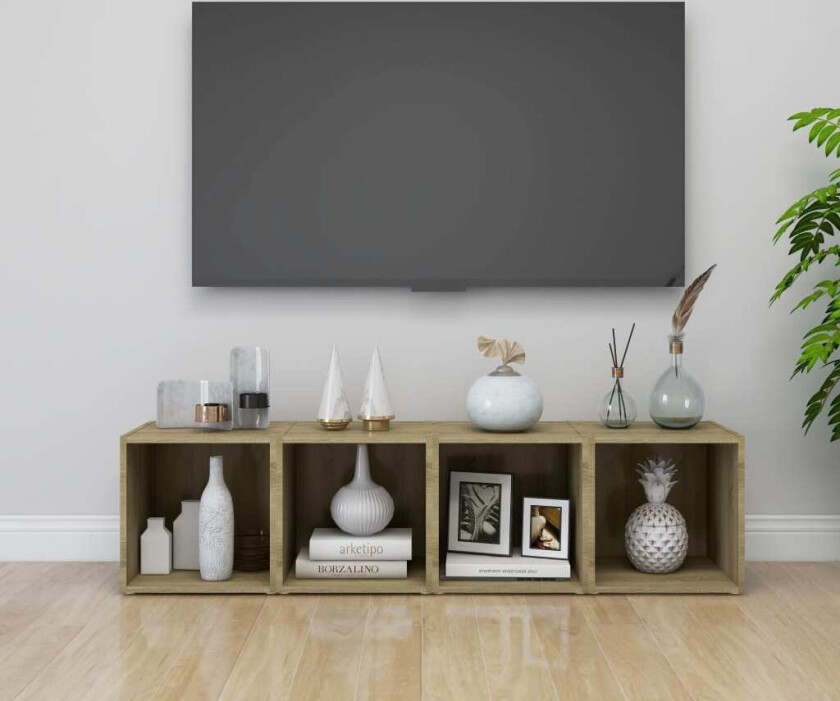 TV-benker 4 stk sonoma eik 37x35x37 cm sponplate