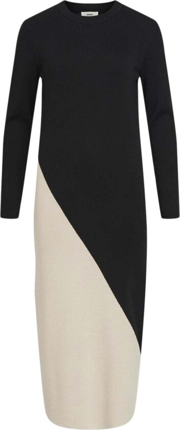 Objester Block L/S Knit Dress REP Str XL - Midi Kjoler