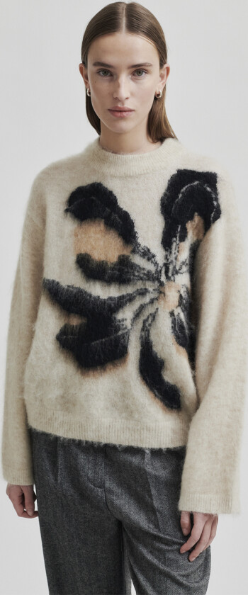 Botanic Knit Oneck Str M - Gensere