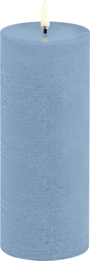 LED Pillar Candle, Sky Blue, Rustic, 7,8x20,3 cm - Led Stearinlys