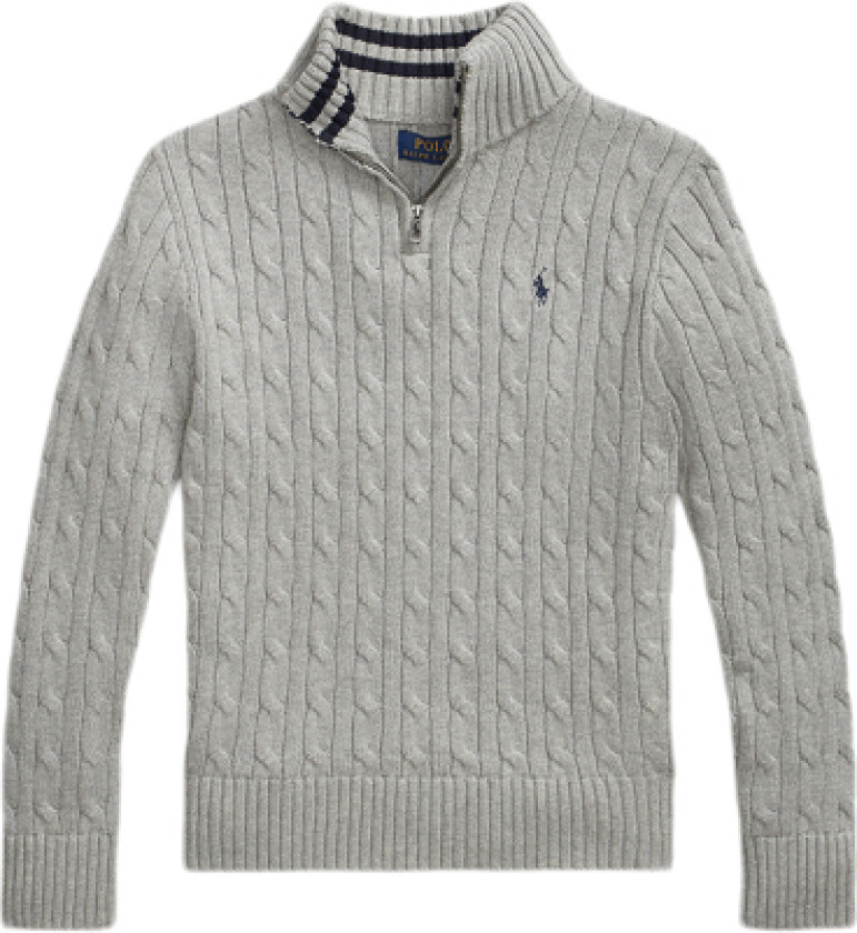 Cableknit Cotton Quarter-zip Sweater Str L - Strikket Bomull