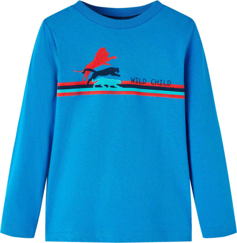 T-skjorte for barn med lange ermer koboltblå 104