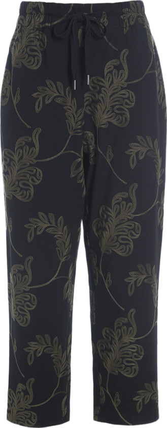Embroidered Leaf Str S - Capri Bukser